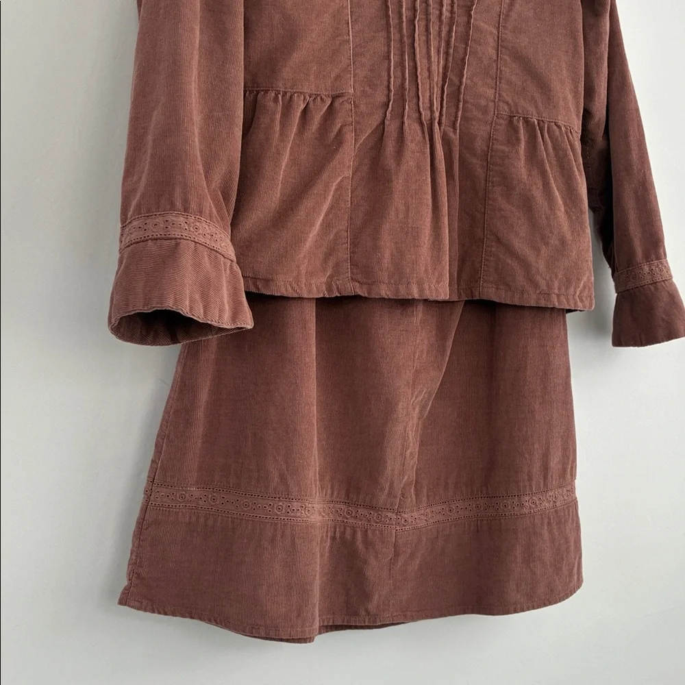 Jacadi Paris Brown Corduroy Sleeveless Dress and Jacket Set 8Y 100% Cotton
